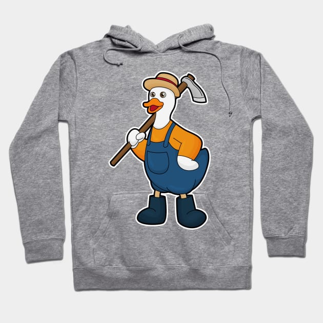 Duck as Farmer with Hoe Hoodie by Markus Schnabel